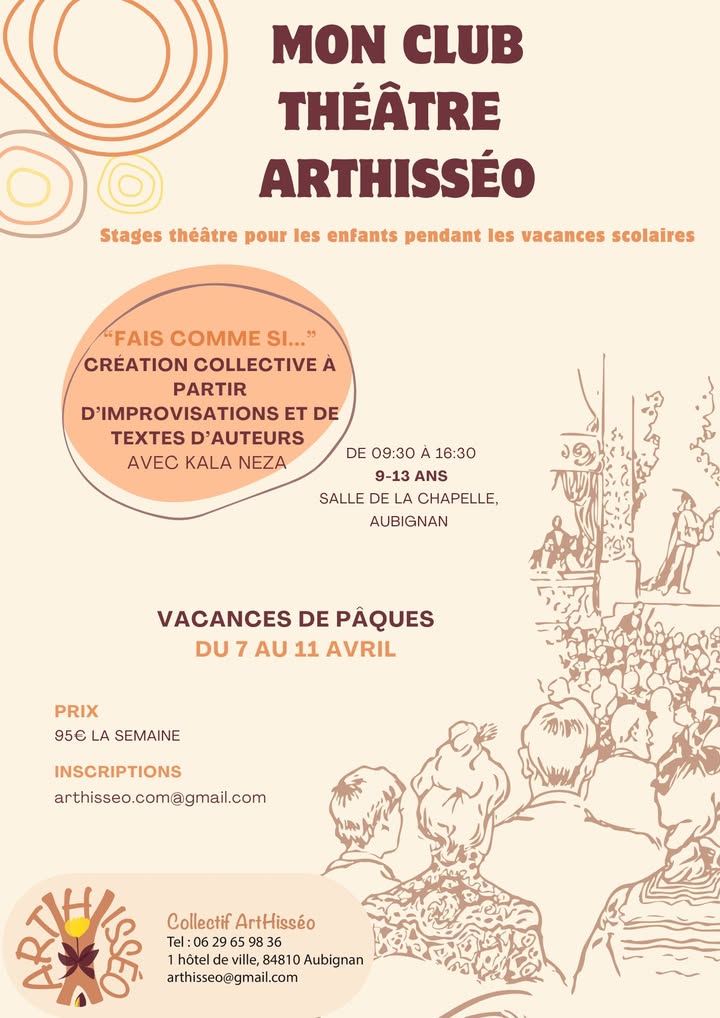 Flyer du stage de théâtre pour les jeunes